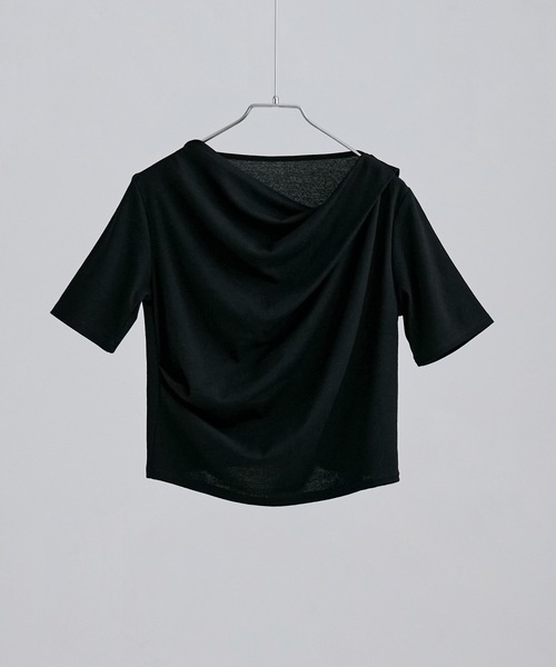 etoll.(エトル)の「フロントドレープハーフスリーブトップス(Tシャツ/カットソー・レディース・イエロー/杢グレー/オフホワイト/ブラック・M)」の22枚目の写真