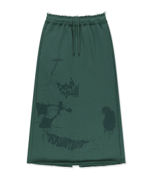 W GRAFFITI MAXI SKIRT - BLUE GREEN