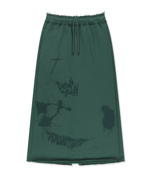 BROWNBREATH(ブラウンブレス)の「W GRAFFITI MAXI SKIRT - BLUE GREEN(スカート・レディース・その他・SMALL/MEDIUM)」の1枚目の写真