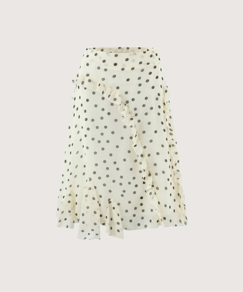 LA POMME petit(ラポミ・プチ)の「Ruffle Flare Dots Skirt(スカート・レディース・アイボリー・LARGE/MEDIUM/SMALL)」の1枚目の写真