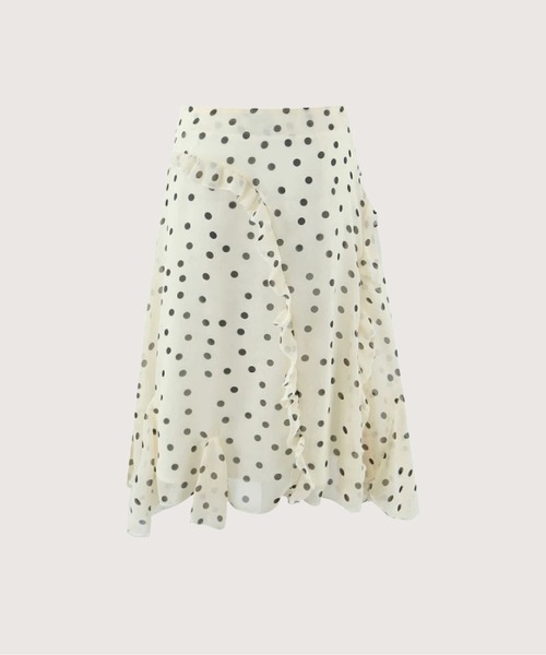 LA POMME petit(ラポミ・プチ)の「Ruffle Flare Dots Skirt(スカート・レディース・アイボリー・LARGE/MEDIUM/SMALL)」の2枚目の写真