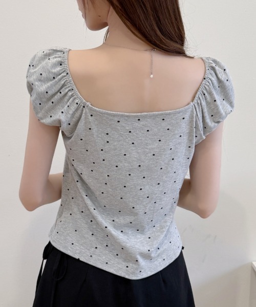 Ada.(エイダ)の「バレエコア フロント リボン ドット レース 切り替え カットソー(Tシャツ/カットソー・レディース・ブラック/グレー/ホワイト・FREE)」の12枚目の写真
