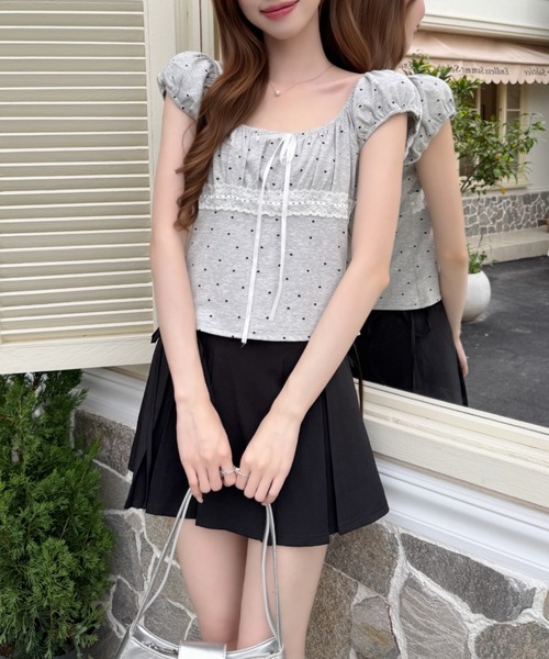 Ada.(エイダ)の「バレエコア フロント リボン ドット レース 切り替え カットソー(Tシャツ/カットソー・レディース・ブラック/グレー/ホワイト・FREE)」の13枚目の写真