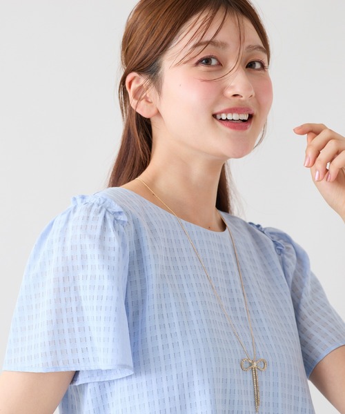 Rose Tiara(ローズティアラ)の「【オーガニックコットン】シアーチェックブラウス(シャツ/ブラウス・レディース・イエロー/ブルー/ネイビー・46/42/38)」の7枚目の写真