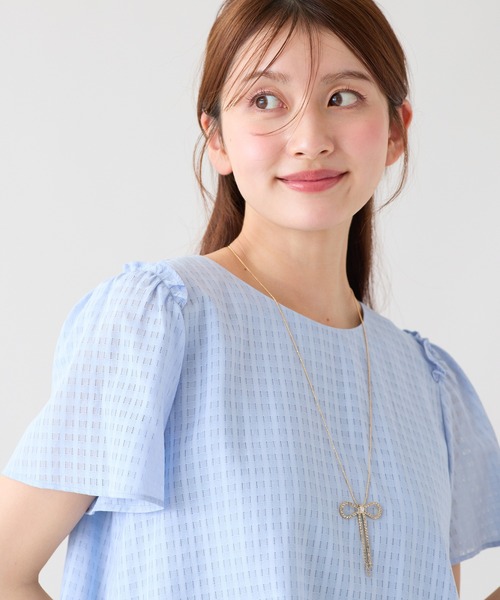 Rose Tiara(ローズティアラ)の「【オーガニックコットン】シアーチェックブラウス(シャツ/ブラウス・レディース・イエロー/ブルー/ネイビー・46/42/38)」の6枚目の写真