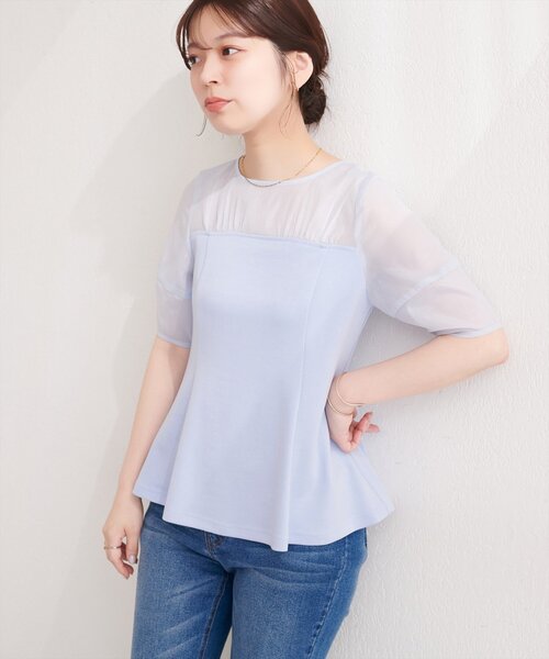 シーマリー　へプラム半袖トップス セール】シアーペプラムトップス（Tシャツ/カットソー）｜natural