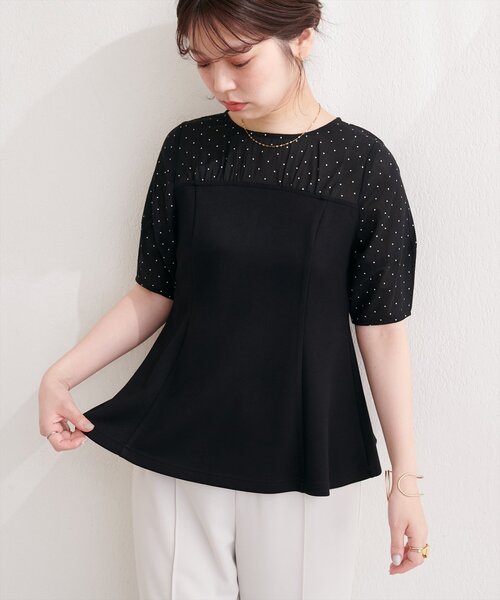natural couture（ナチュラルクチュール）の「シアーペプラムトップス（Tシャツ/カットソー・レディース・ピンク/ベージュ/サックスブルー/オフホワイト/ブラック・FREE）」の12枚目の写真
