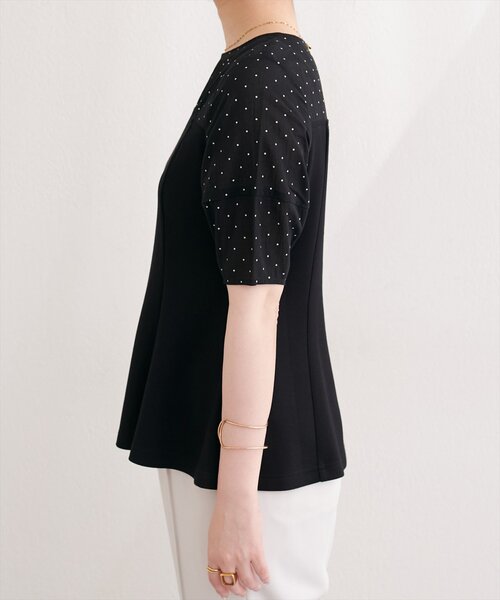natural couture（ナチュラルクチュール）の「シアーペプラムトップス（Tシャツ/カットソー・レディース・ピンク/ベージュ/サックスブルー/オフホワイト/ブラック・FREE）」の16枚目の写真