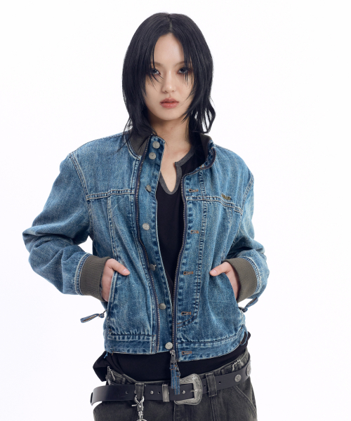 AAKAM（アーカム）の「Ribbed Denim Zip-Up Jacket (Blue)（デニムジャケット・レディース・その他・1/2）」の3枚目の写真