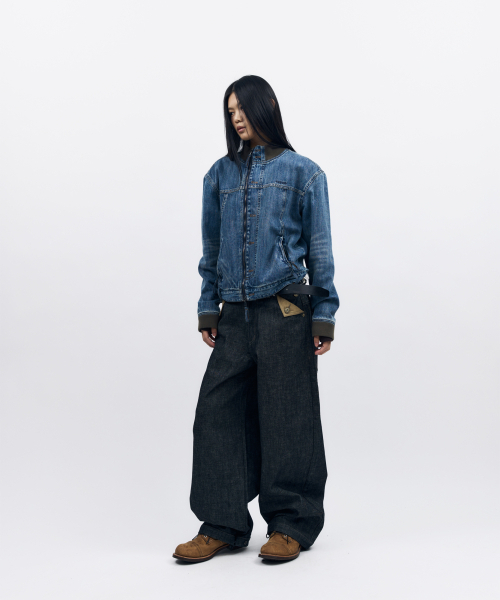 AAKAM（アーカム）の「Ribbed Denim Zip-Up Jacket (Blue)（デニムジャケット・レディース・その他・1/2）」の5枚目の写真