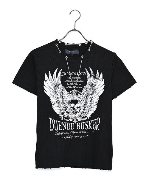 RUDOL(ルドル)の「『RUDOL/ルドル』ネックレス付き半袖Tシャツ TCサーマルネックレス付きグランジ半袖TEE(Tシャツ/カットソー・メンズ・ブラック/ホワイト・L/M)」の12枚目の写真