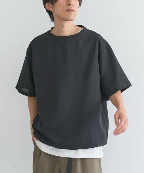 CRAFT STANDARD BOUTIQUE(クラフトスタンダードブティック)の「接触冷感/吸水速乾/UVカット Fluxaire 半袖シャツプルオーバー(Tシャツ/カットソー・メンズ・グレイッシュベージュ/ネイビー/ブラック/チャコールグレー・M/L)」の1枚目の写真