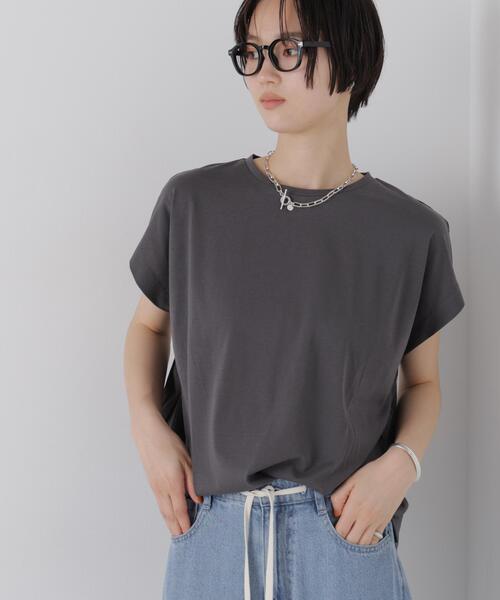 NANO universe(ナノユニバース)の「接触冷感コットンプレーティング天竺タックコクーントップス(Tシャツ/カットソー・レディース・ライトベージュ/チャコール/レッド系その他3・FREE)」の20枚目の写真