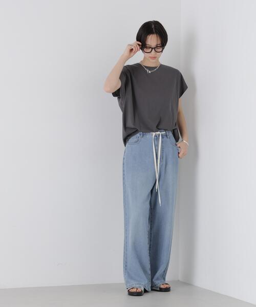 NANO universe(ナノユニバース)の「接触冷感コットンプレーティング天竺タックコクーントップス(Tシャツ/カットソー・レディース・ライトベージュ/チャコール/レッド系その他3・FREE)」の14枚目の写真