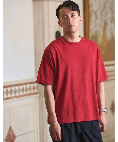 green label relaxing(グリーンレーベルリラクシング)の「オーバーダイ クルーネック 半袖 Tシャツ カットソー(Tシャツ/カットソー・メンズ・オレンジ/レッド/ダークグレー/ライトグレー・XL/L/S/M)」の3枚目の写真