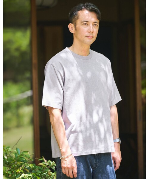 green label relaxing(グリーンレーベルリラクシング)の「オーバーダイ クルーネック 半袖 Tシャツ カットソー(Tシャツ/カットソー・メンズ・オレンジ/レッド/ダークグレー/ライトグレー・XL/L/S/M)」の2枚目の写真