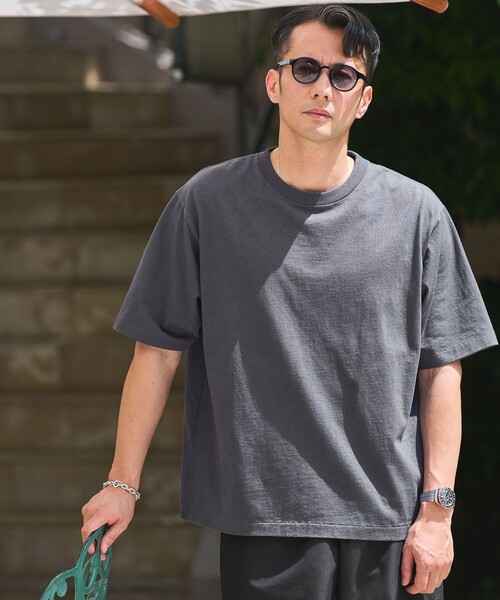 green label relaxing(グリーンレーベルリラクシング)の「オーバーダイ クルーネック 半袖 Tシャツ カットソー(Tシャツ/カットソー・メンズ・オレンジ/レッド/ダークグレー/ライトグレー・XL/L/S/M)」の1枚目の写真