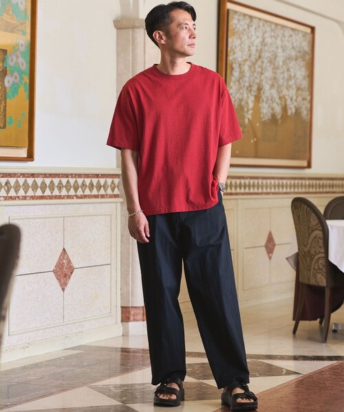 green label relaxing(グリーンレーベルリラクシング)の「オーバーダイ クルーネック 半袖 Tシャツ カットソー(Tシャツ/カットソー・メンズ・オレンジ/レッド/ダークグレー/ライトグレー・XL/L/S/M)」の7枚目の写真