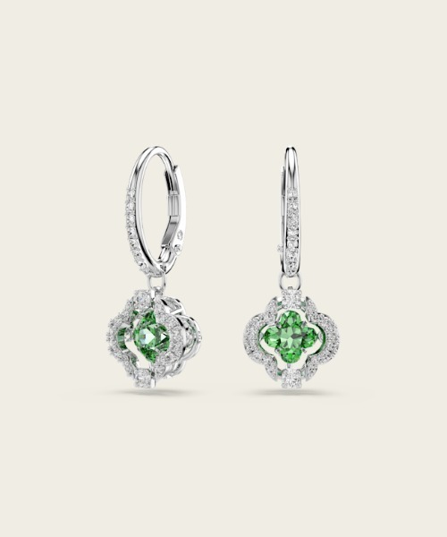 SWAROVSKI（スワロフスキー）の「【公式】【スワロフスキー】Una Angelic ドロップピアス, ミックスカット, グリーン, ロジウム・プレーティング（ピアス（両耳用）・レディース・シルバー系・ONE SIZE）」の3枚目の写真