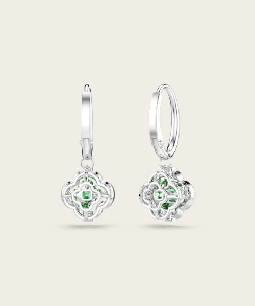 SWAROVSKI（スワロフスキー）の「【公式】【スワロフスキー】Una Angelic ドロップピアス, ミックスカット, グリーン, ロジウム・プレーティング（ピアス（両耳用）・レディース・シルバー系・ONE SIZE）」の5枚目の写真