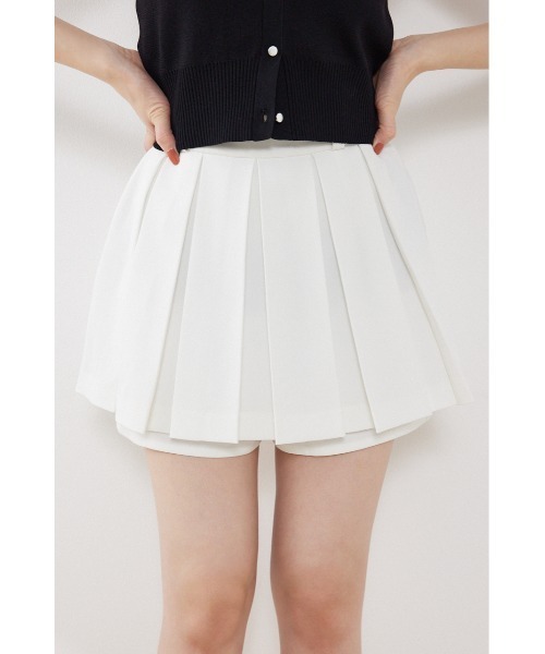rienda(リエンダ)の「ボックスプリーツジャストウエストスコートショートパンツ 夏服(スカート・レディース・グレー/ブラック/ホワイト・X-SMALL/MEDIUM/SMALL)」の2枚目の写真