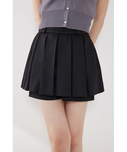 rienda(リエンダ)の「ボックスプリーツジャストウエストスコートショートパンツ 夏服(スカート・レディース・グレー/ブラック/ホワイト・X-SMALL/MEDIUM/SMALL)」の3枚目の写真