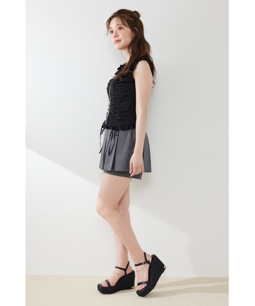 rienda(リエンダ)の「ボックスプリーツジャストウエストスコートショートパンツ 夏服(スカート・レディース・グレー/ブラック/ホワイト・X-SMALL/MEDIUM/SMALL)」の16枚目の写真