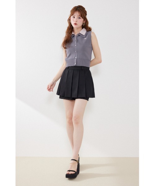 rienda(リエンダ)の「ボックスプリーツジャストウエストスコートショートパンツ 夏服(スカート・レディース・グレー/ブラック/ホワイト・X-SMALL/MEDIUM/SMALL)」の7枚目の写真