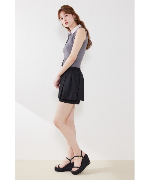 rienda(リエンダ)の「ボックスプリーツジャストウエストスコートショートパンツ 夏服(スカート・レディース・グレー/ブラック/ホワイト・X-SMALL/MEDIUM/SMALL)」の8枚目の写真