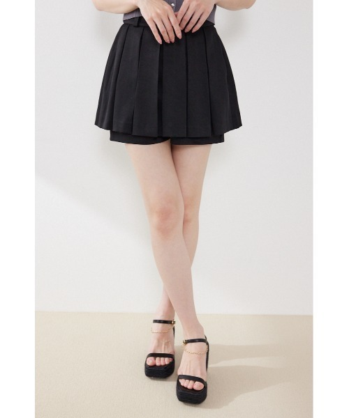 rienda(リエンダ)の「ボックスプリーツジャストウエストスコートショートパンツ 夏服(スカート・レディース・グレー/ブラック/ホワイト・X-SMALL/MEDIUM/SMALL)」の10枚目の写真