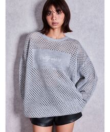 Valdy empire embroideryメッシュニットトップス