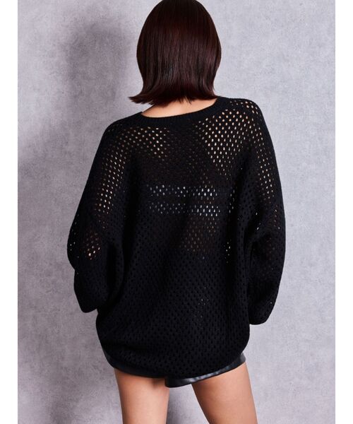 GYDA（ジェイダ）の「Valdy empire embroideryメッシュニットトップス（ニット/セーター・レディース・グレー/オフホワイト/ブラック・FREE）」の5枚目の写真