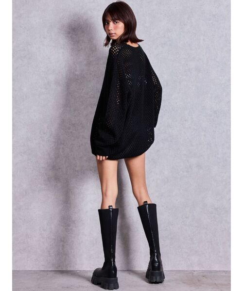 GYDA（ジェイダ）の「Valdy empire embroideryメッシュニットトップス（ニット/セーター・レディース・グレー/オフホワイト/ブラック・FREE）」の7枚目の写真
