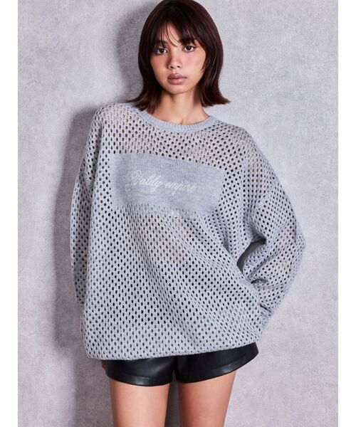 GYDA（ジェイダ）の「Valdy empire embroideryメッシュニットトップス（ニット/セーター・レディース・グレー/オフホワイト/ブラック・FREE）」の8枚目の写真
