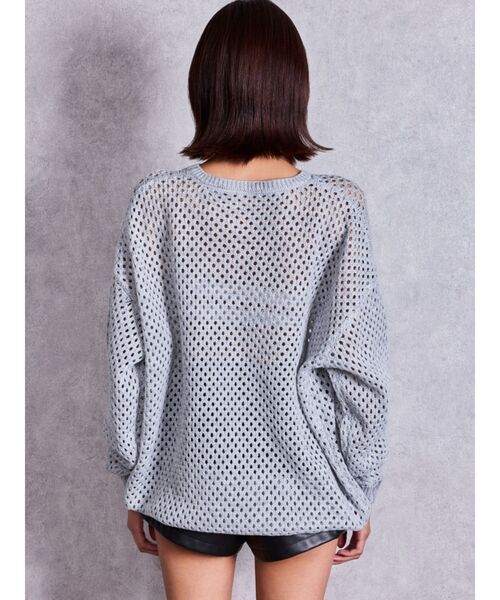 GYDA（ジェイダ）の「Valdy empire embroideryメッシュニットトップス（ニット/セーター・レディース・グレー/オフホワイト/ブラック・FREE）」の9枚目の写真
