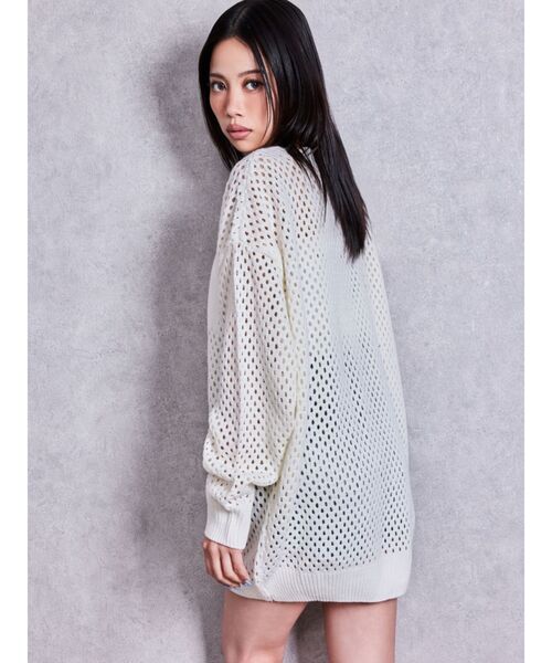 GYDA（ジェイダ）の「Valdy empire embroideryメッシュニットトップス（ニット/セーター・レディース・グレー/オフホワイト/ブラック・FREE）」の14枚目の写真