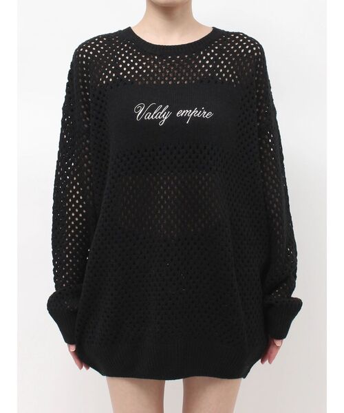 GYDA（ジェイダ）の「Valdy empire embroideryメッシュニットトップス（ニット/セーター・レディース・グレー/オフホワイト/ブラック・FREE）」の17枚目の写真