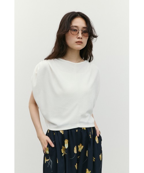 STYLEMIXER（スタイルミキサー）の「ショルダードレープトップ（Tシャツ/カットソー・レディース・イエロー/ホワイト/チャコールグレー・FREE）」の4枚目の写真