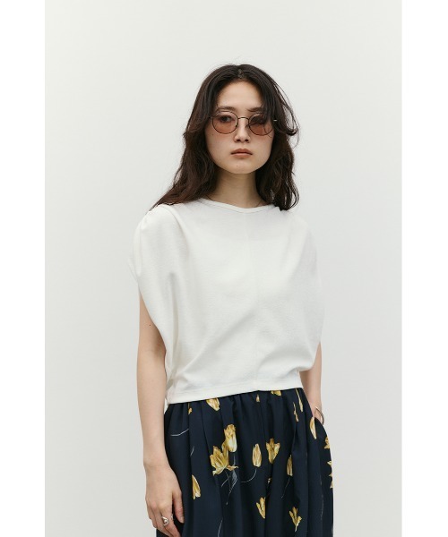 STYLEMIXER（スタイルミキサー）の「ショルダードレープトップ（Tシャツ/カットソー・レディース・イエロー/ホワイト/チャコールグレー・FREE）」の7枚目の写真