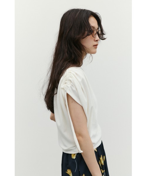 STYLEMIXER（スタイルミキサー）の「ショルダードレープトップ（Tシャツ/カットソー・レディース・イエロー/ホワイト/チャコールグレー・FREE）」の8枚目の写真