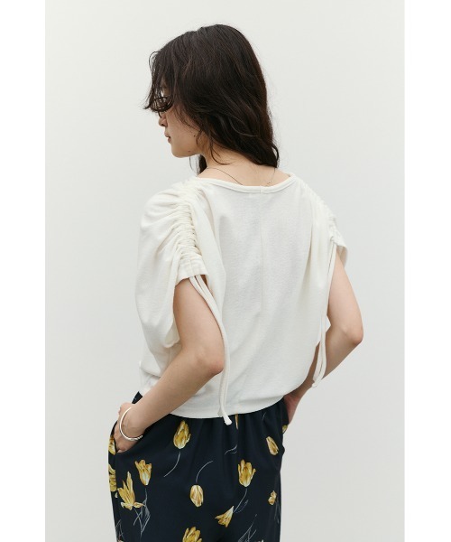 STYLEMIXER（スタイルミキサー）の「ショルダードレープトップ（Tシャツ/カットソー・レディース・イエロー/ホワイト/チャコールグレー・FREE）」の9枚目の写真