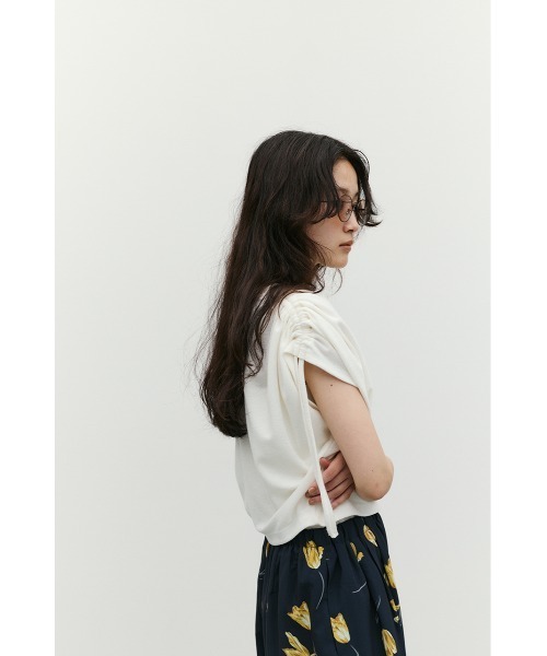 STYLEMIXER（スタイルミキサー）の「ショルダードレープトップ（Tシャツ/カットソー・レディース・イエロー/ホワイト/チャコールグレー・FREE）」の10枚目の写真