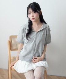 WEGO/レースパイピング半袖パーカー