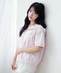 WEGO/レースパイピング半袖パーカー