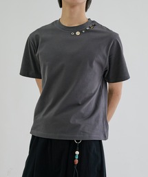 epnk Asymmetry polo アシンメトリーネックポロ　グレー Asymmetry neck polo / アシンメトリーネックポロ（ポロシャツ）｜EPNK