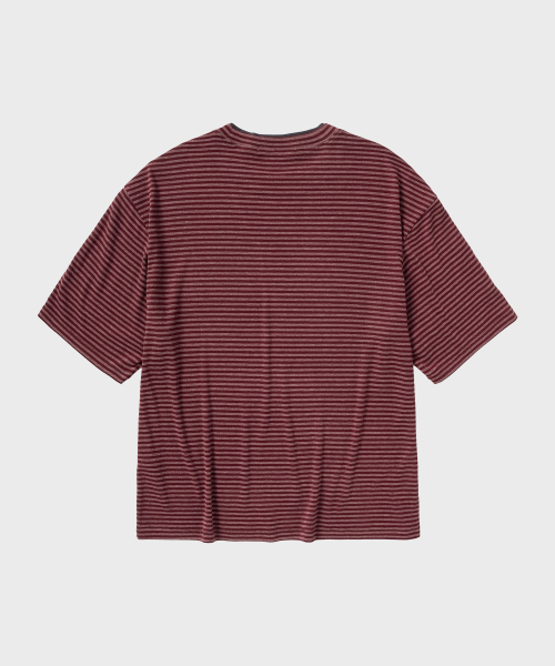 NONBLANK(ノンブランク)の「ストライプクロップHS Tシャツ_RED(Tシャツ/カットソー・メンズ・レッド・MEDIUM/LARGE/X-LARGE)」の2枚目の写真