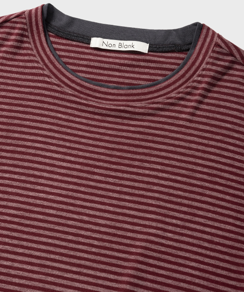 NONBLANK(ノンブランク)の「ストライプクロップHS Tシャツ_RED(Tシャツ/カットソー・メンズ・レッド・MEDIUM/LARGE/X-LARGE)」の3枚目の写真