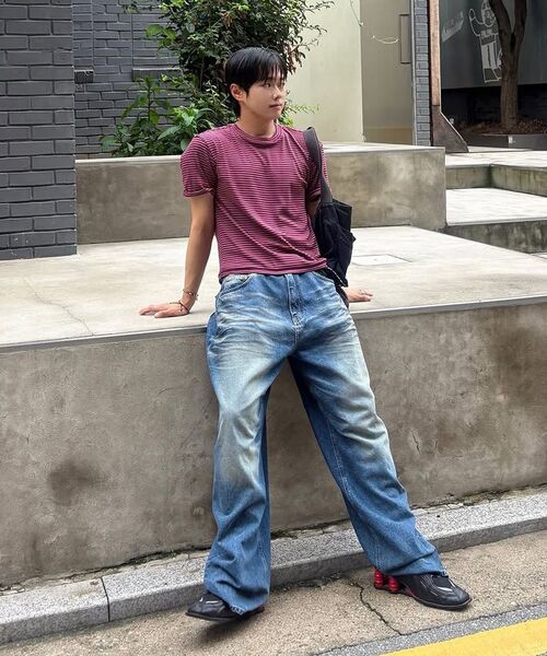 NONBLANK(ノンブランク)の「ストライプクロップHS Tシャツ_RED(Tシャツ/カットソー・メンズ・レッド・MEDIUM/LARGE/X-LARGE)」の8枚目の写真