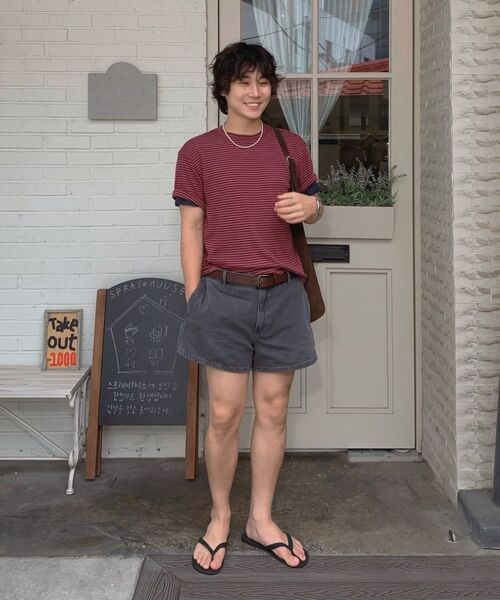NONBLANK(ノンブランク)の「ストライプクロップHS Tシャツ_RED(Tシャツ/カットソー・メンズ・レッド・MEDIUM/LARGE/X-LARGE)」の9枚目の写真