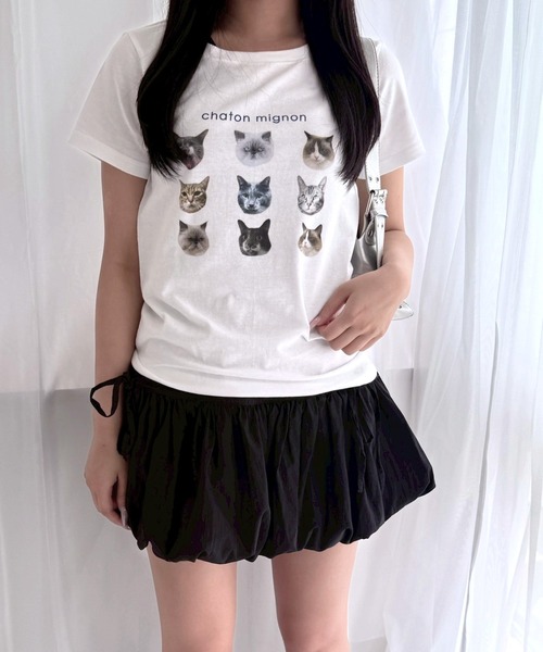 fiere(フィエール)の「アニマルいっぱいショート丈半袖Tシャツ(Tシャツ/カットソー・レディース・ホワイト・WM)」の3枚目の写真